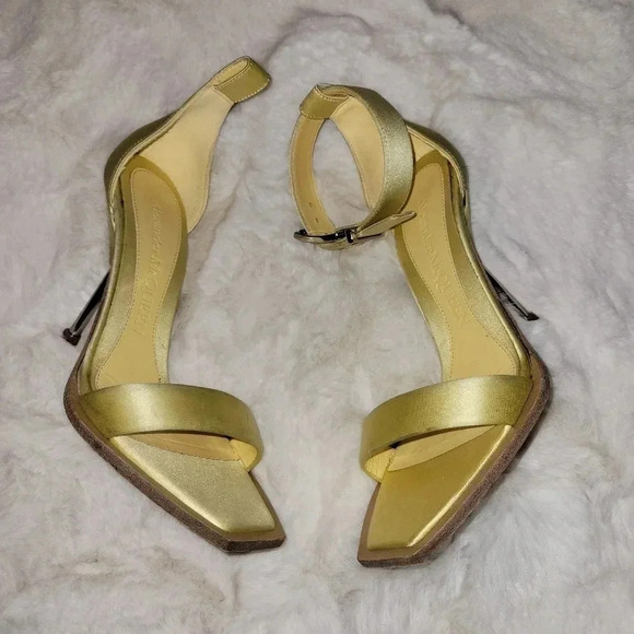 Alexander McQueen Satin Yellow Ankle Strap Sandals Heels READ 36 6 - Picture 1 of 11